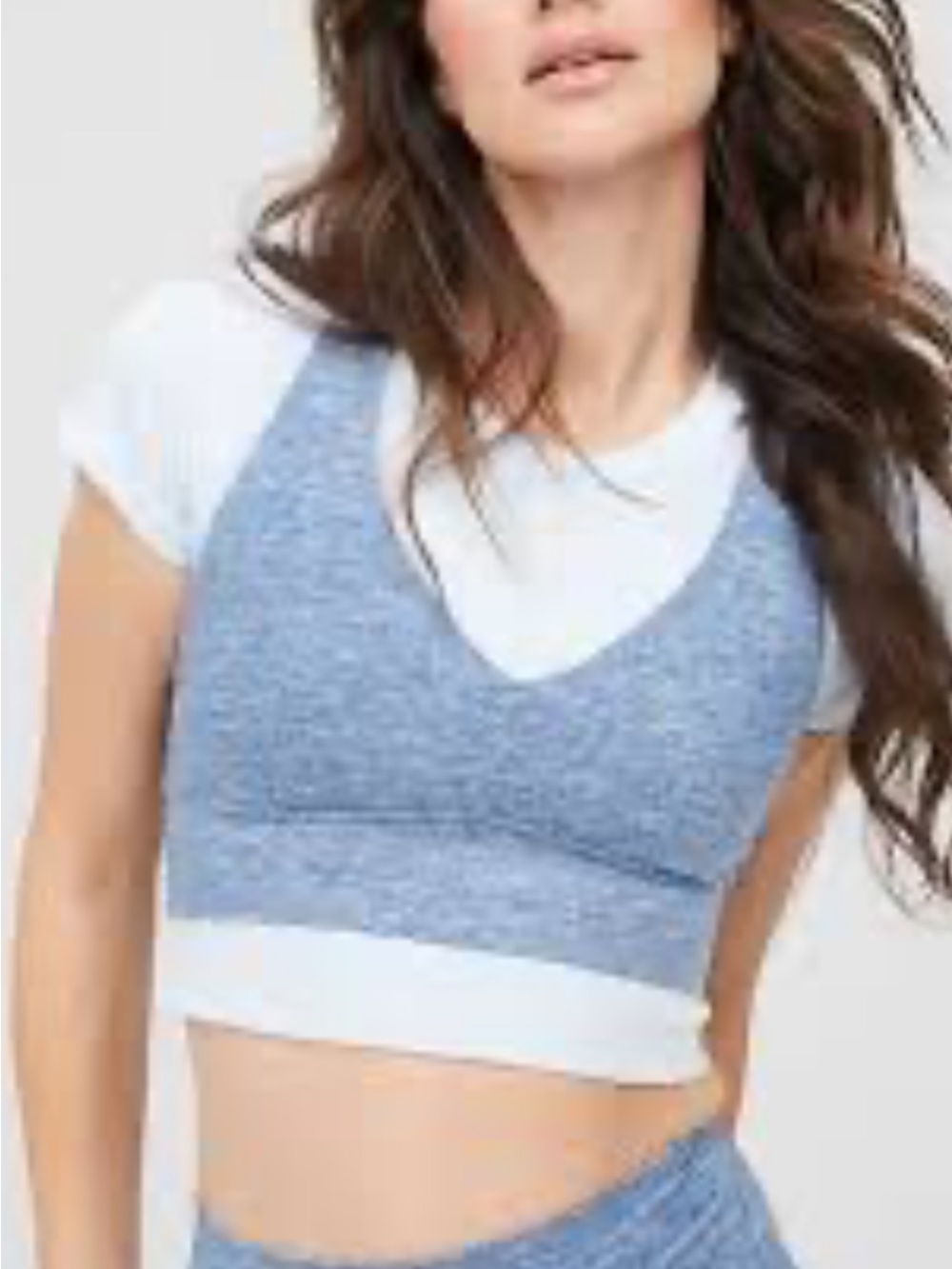 aerie Heathered Light Blue Racerback Sports Bra